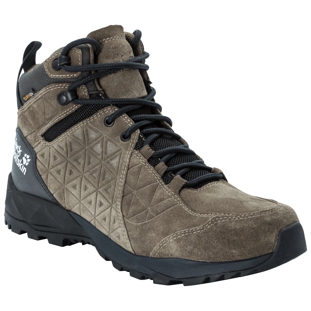 Jack Wolfskin CASCADE HIKE LT TEXAPORE MID Férfi Túracipő Khaki/Fekete - UHAOVW-490